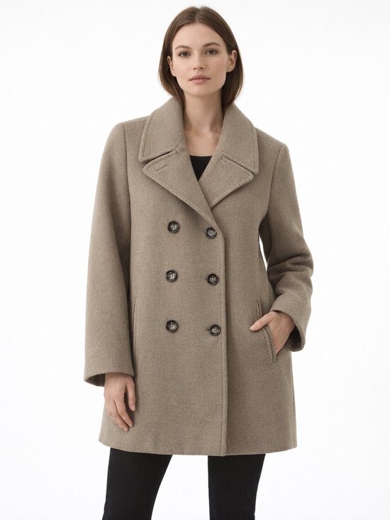 Calvin Klein Jackets & Blazers - Calvin Klein Taupe/Brown Pea Coat, Size 16 Double Breasted